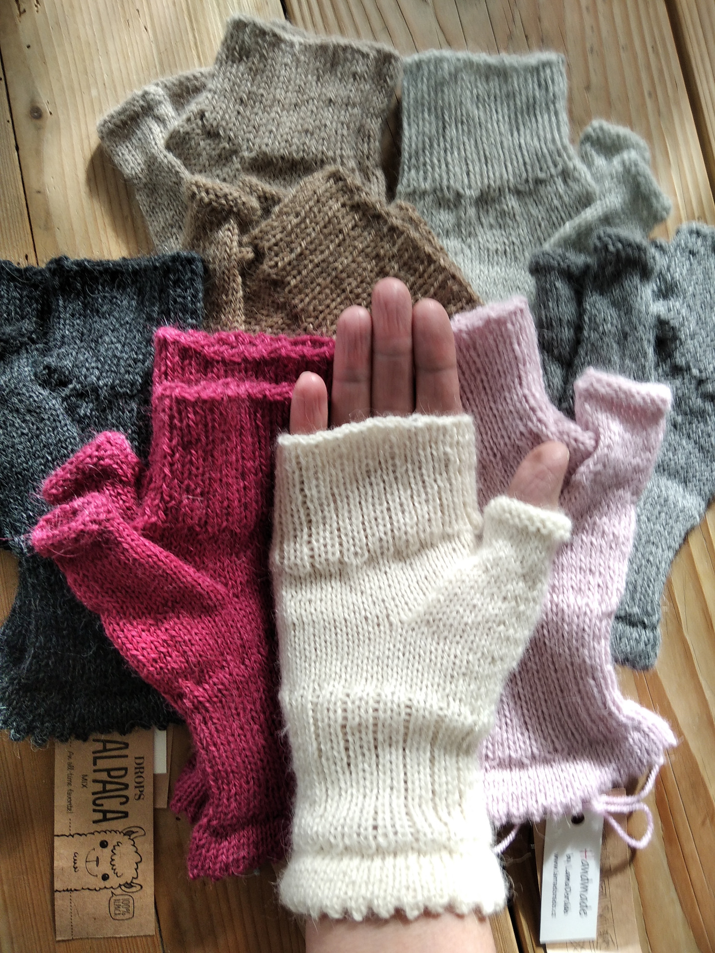 Rukavice bez prstů, 100 % alpaka